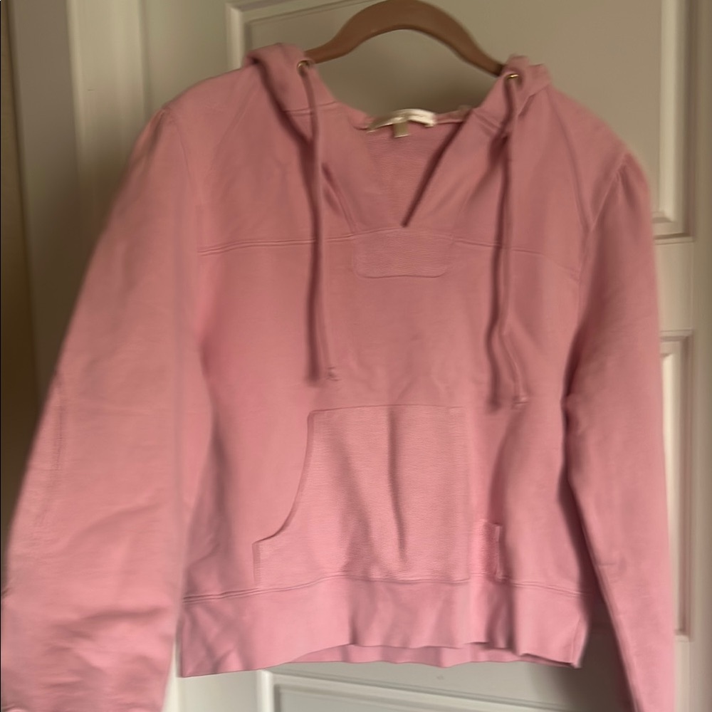 LoveShackFancy Pink Cropped Long Sleeve Hoodie